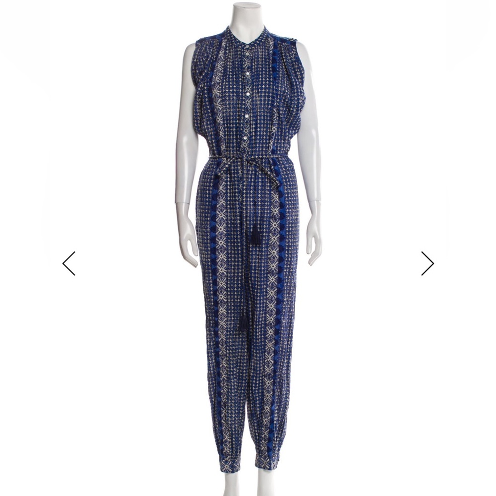 Doen Blue Printed Sleeveless Jumpsuit